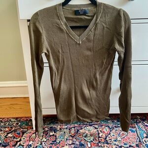Brass Clothing olive ribbed long sleeve shirt